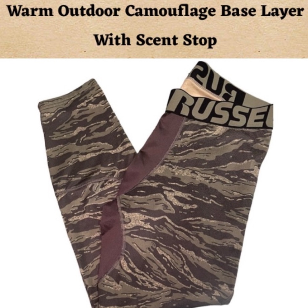 Russell Camo Pattern Base Layer Spandex Pants - image 1